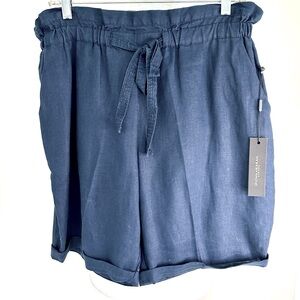 NWT Donna Karan Black Label Navy Linen Dress Shorts